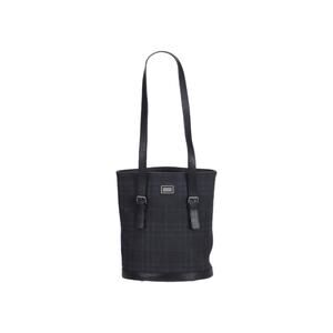 Burberry Nova Check Bucket Belt Tote Bag Leather Navy Blue